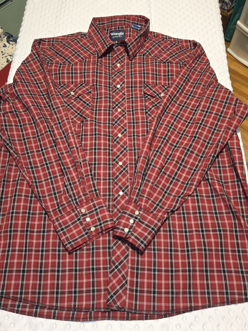 Wrangler Pearl Snap‎ Red and Black Plaid 3X Western Button-Down Shirt